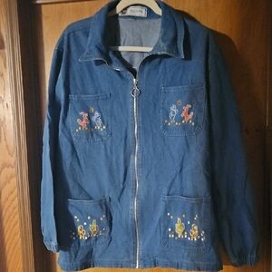 Denim Jean Jacket with Embroidered Details